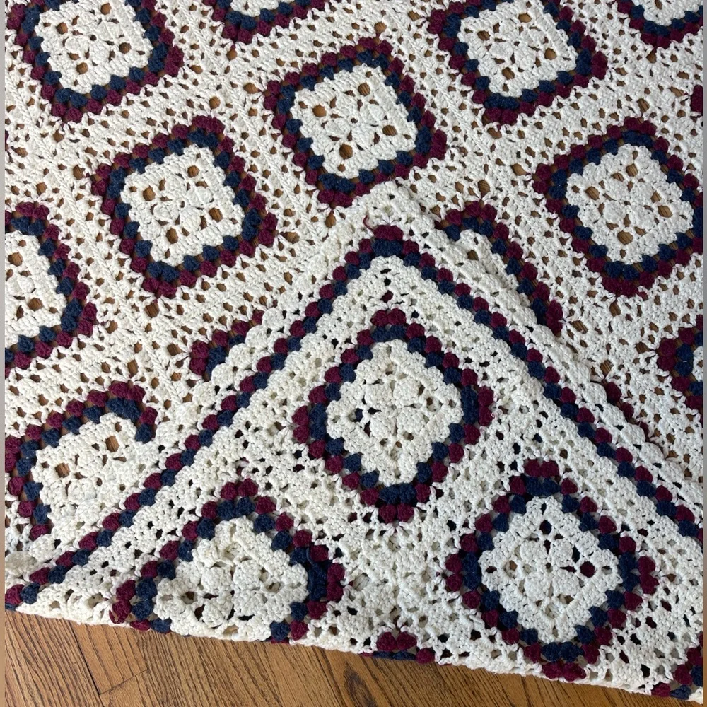 Handmade Large Granny Square Afghan Blanket 58 x 81